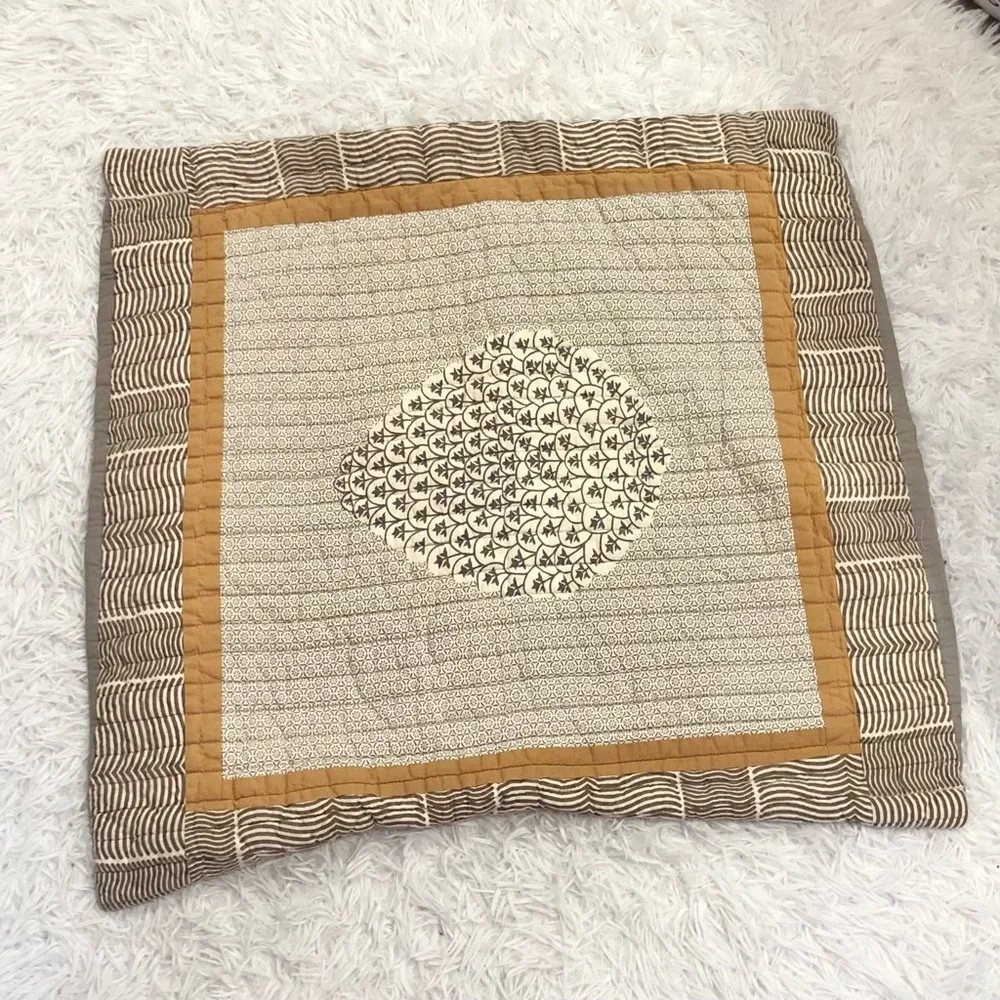 Crate & Barrel Printed Pillow Sham Cover Grey Yellow OS